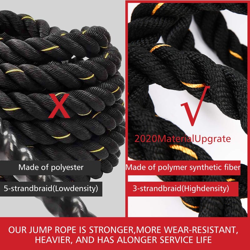 Proud Panda Heavy Jump Ropes for Fitness 5LB  Weighted Adult Skipping Rope Exercise Battle Ropes for Men & Women  Total Body Workouts  Power Training in Gym to Improve Strength and Building Muscle(1.5''9.2 ft) - Image 3